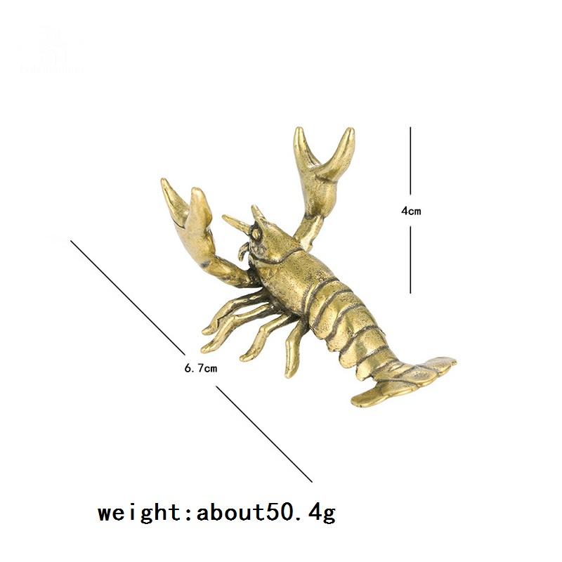 Retro Brass Crayfish Ornament Mini Animal Pen Holder Desktop Decorations Crafts Antique Crafts Lobster Home Decoration Gifts
