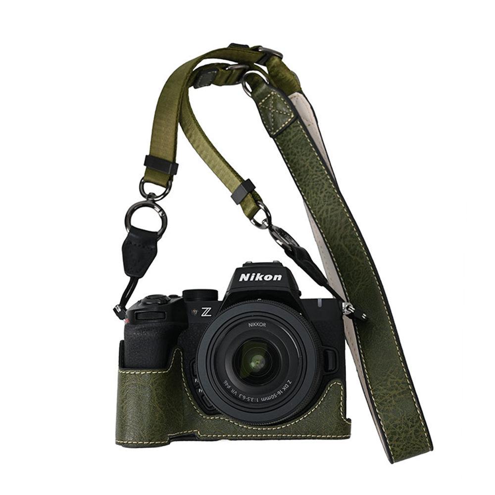 Für Nikon Z50II Hülle, Litschi-Muster PU-Leder Kamera Halb-Körper Hülle Abdeckung Für Nikon Z50II Z50ii Mit Schultergurt