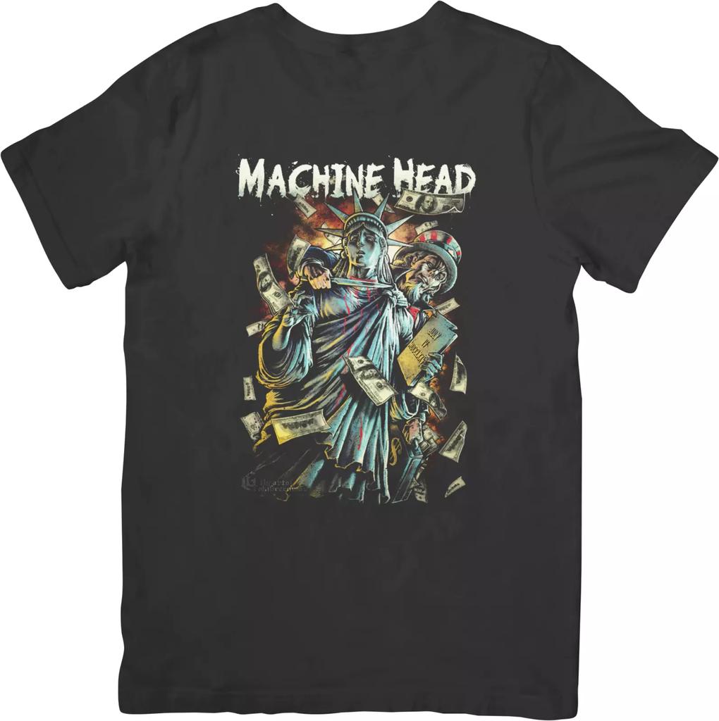 Machine Head Music Unisex Střih pro Muže & Ženy Kvalitní Bavlněné Tričko Černé