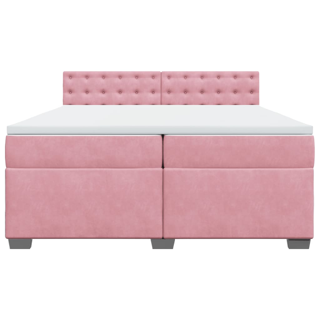 Vidaxl Continental Bed with Mattress, Pink, Velvet, 200X200 Cm