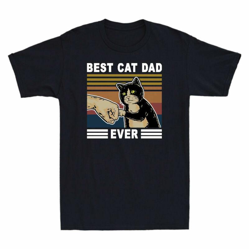 Best Tshirt Ever Dad Tee Day Cotton Gift Happy Unisexs Vintage Funny Fathers Cat