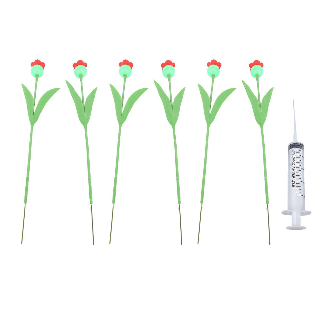 6PCS Bee Watering Station Iron PP Soft Rubber Flower Hummingbird Feeder Standing Bee Cups for