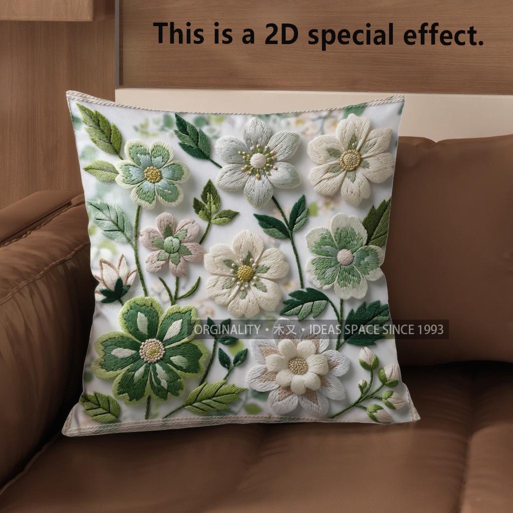 2D Vintage Floral Embossed Print Throw Pillow Covers Pattern Cushion Cover Suitable For Sofa Bedroom Car Pillow Cover
