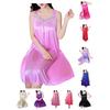 Lady Pajamas Solid Color Smooth Lace Patchwork Night Dress for Wedding Night
