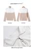 2025 Women's Striped Long-Sleeve Zipper T-Shirt with Stand Collar