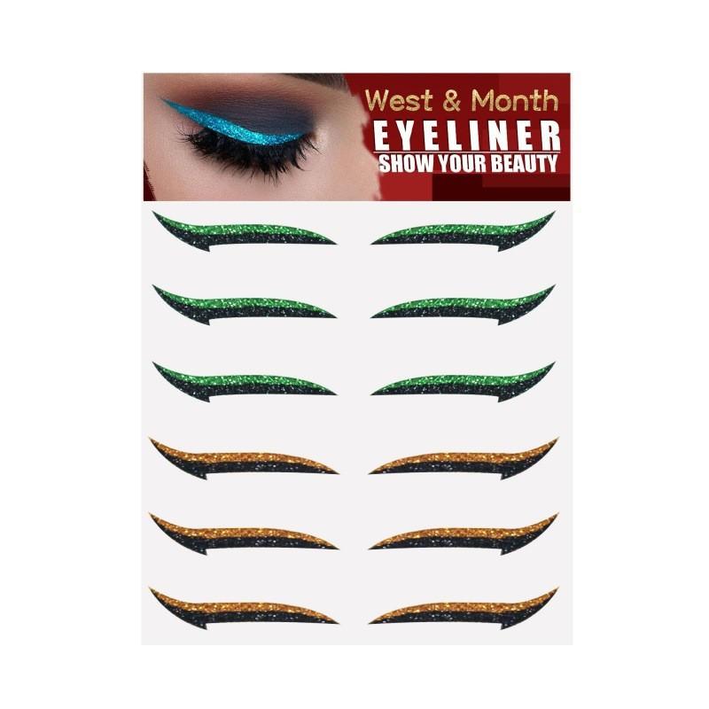 West Month Selbstklebende Eyeliner-Sticker Sechs Paare für Dramatische Augen-Make-up-Looks