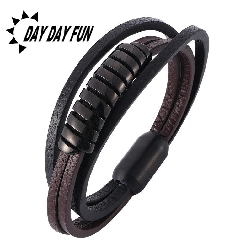 Meier Fashion leather cord handwoven bracelet men s bangle ethnic style hot selling jewelry [inner circumference: 165mm]