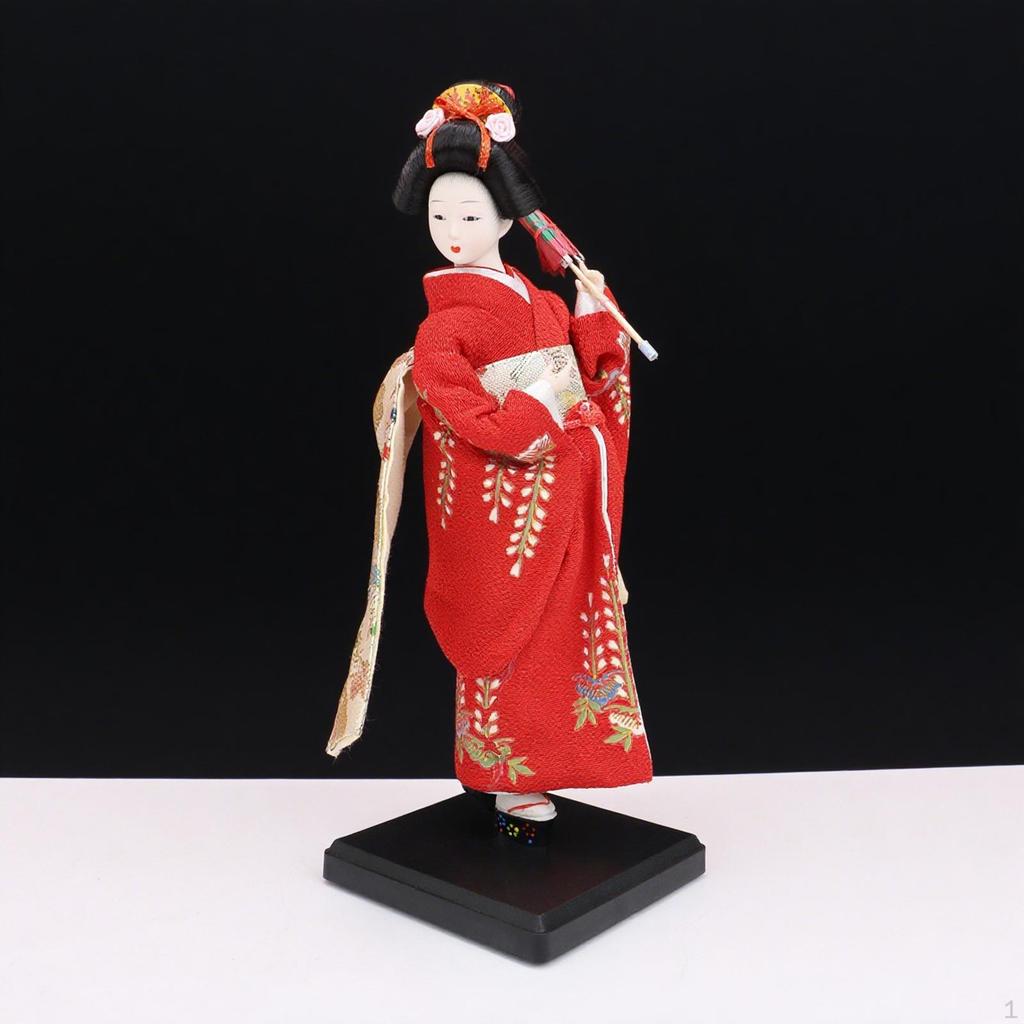 Ethnic Japanese Geisha Doll Collectible Figurine Female Statue Kimono for Home Office