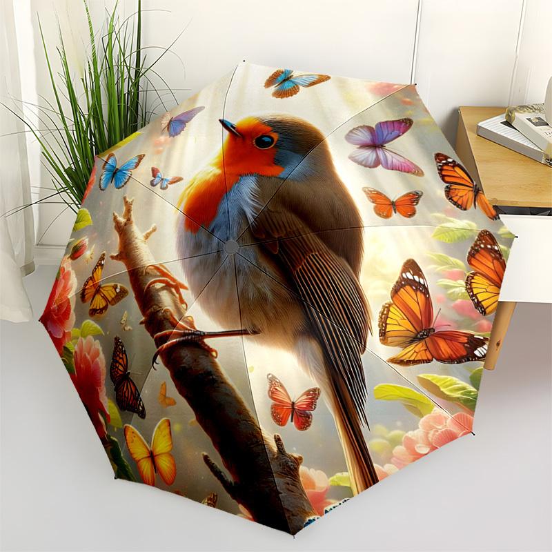 1pc Butterfly Bird Automatic Folding Umbrella, Sturdy And Durable Automatic Folding Umbrella with 8 Ribs, Convenient for Outdoor Use066