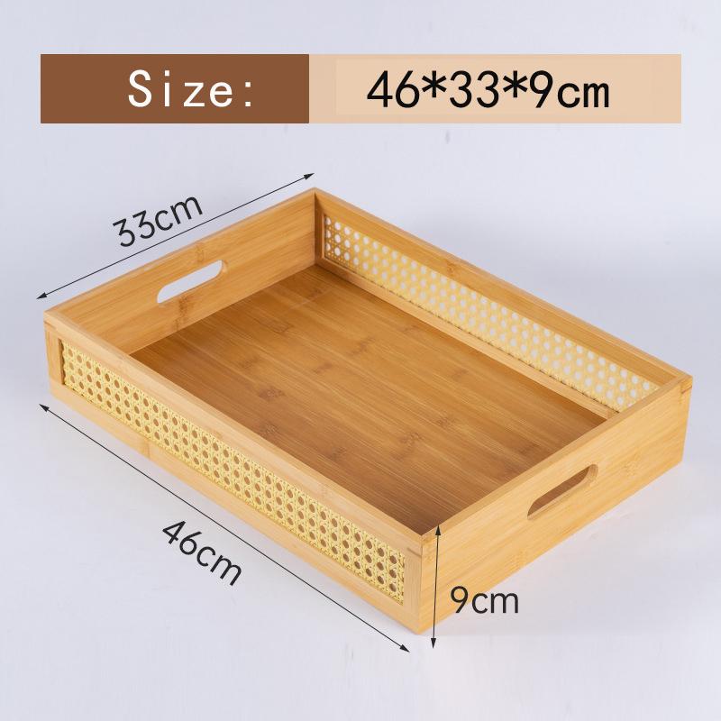 HeMu-Bamboo Grid Side Storage Box, Bedroom Cosmetics Sorting Box, Living Room Desktop, Desktop, Rectangular Tray, Acrylic
