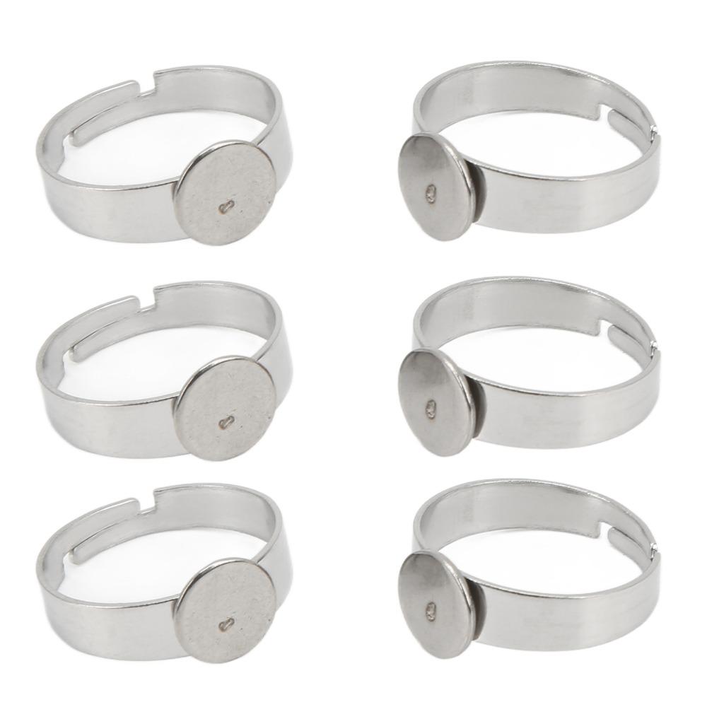 20pcs Adjustable Design Blank Ring Flat Base Stainless Steel Ring Flat Ring Base Creative Projects