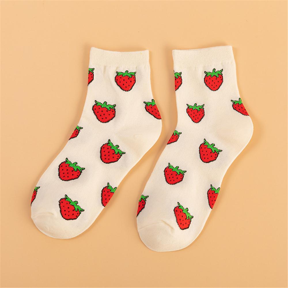 Creative Funny Cotton Women Socks Happy Fruit Peach Strawberry Banana Cherry Apple Cute Bright Color Hipster Sokken Dropship