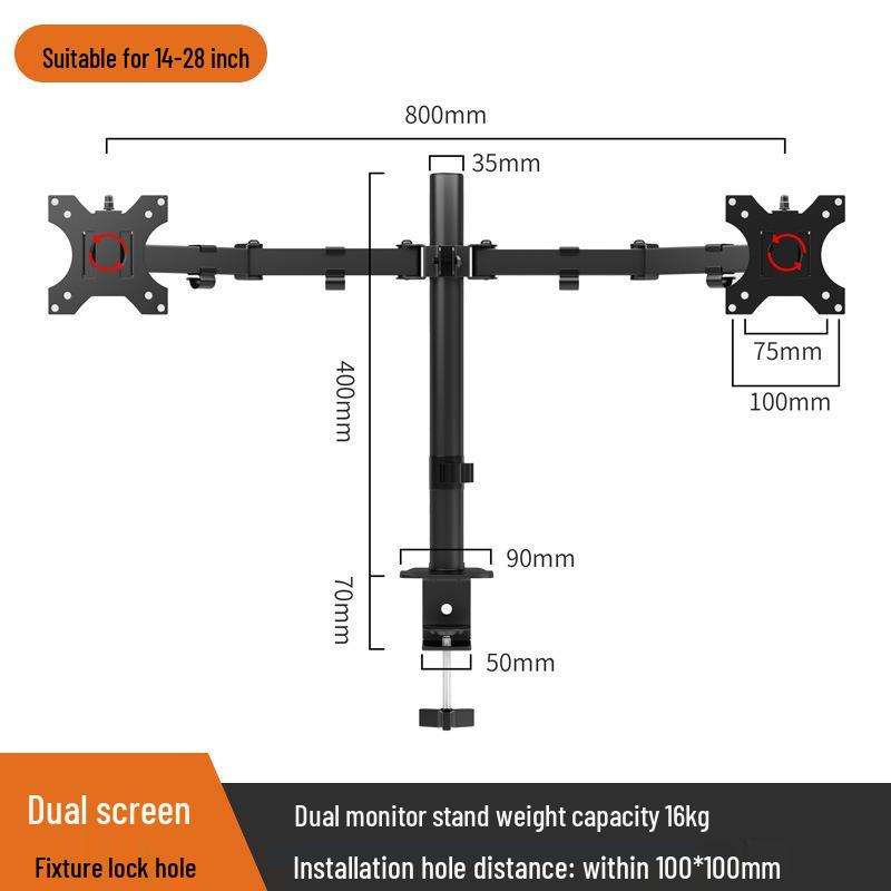 Rotatable Punch-Free Monitor Stand Arm for 15-32 Inch Screens