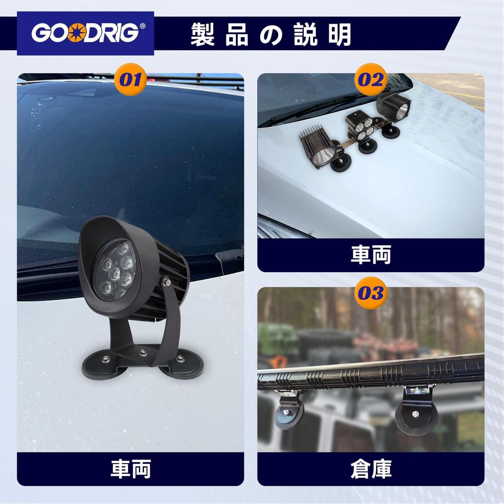 Magnetic Magnetic Work Light Strong No Drilling Set of 2 Base, Stand, Bracket, Magnet, Required, (88mm)