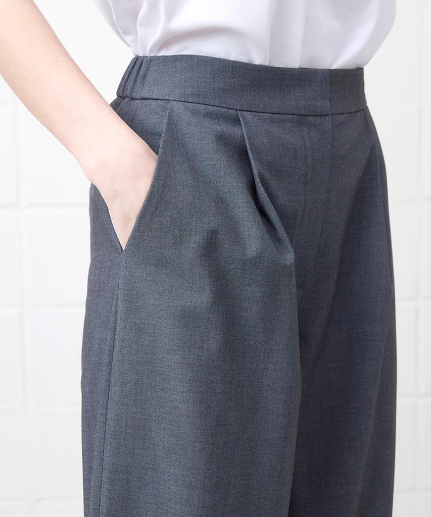 YUJEEOT Single-Pleat Wide Cool Wool Elastic Pants