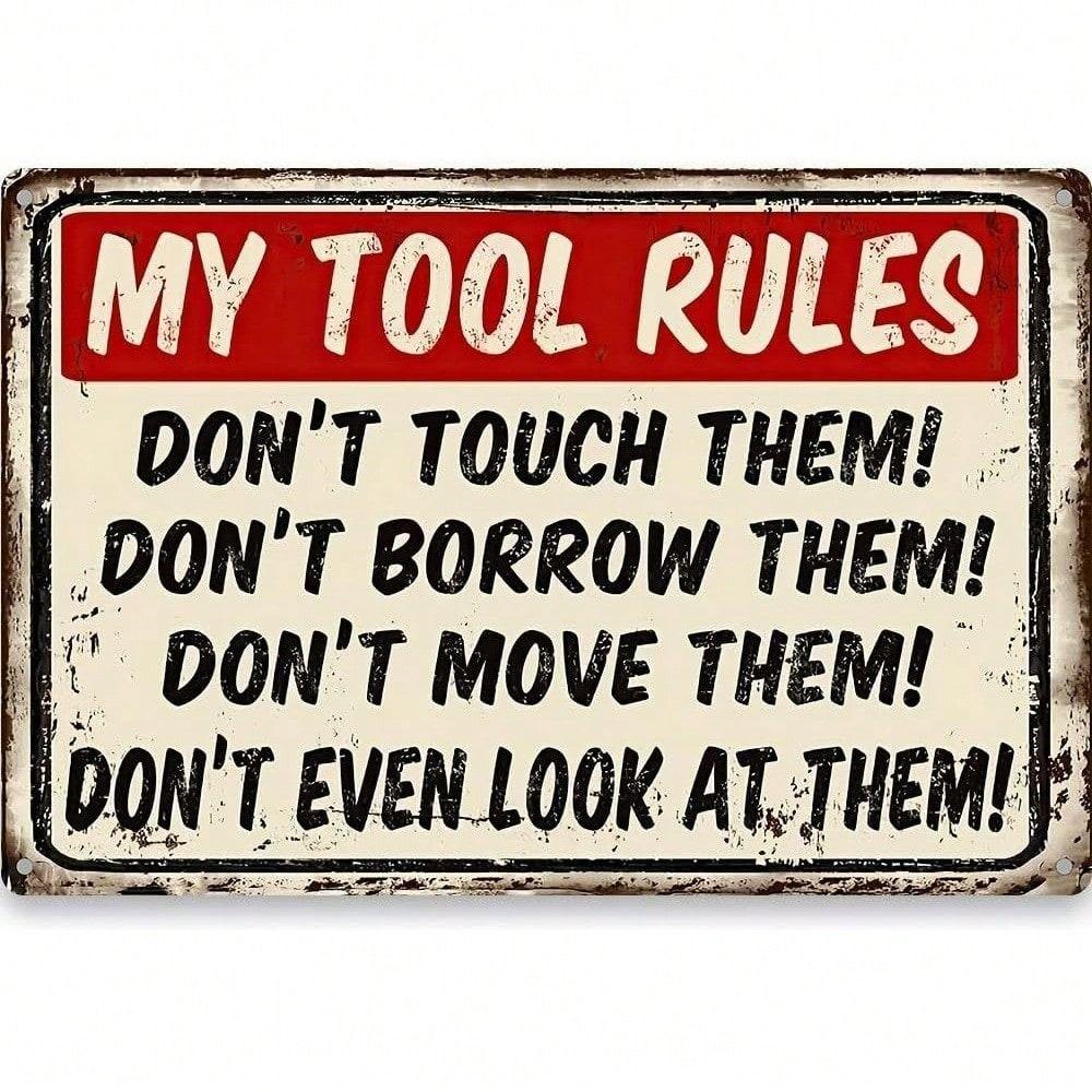 

Vintage Metal Garage Sign, Workshop Wall Decor, Humorous Man Cave Art, Retro Tin Poster