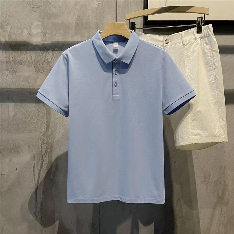 Men's Polo Shirt Summer New Short Sleeve Solid Color Turn-down Collar Casual Slim Fit Tops