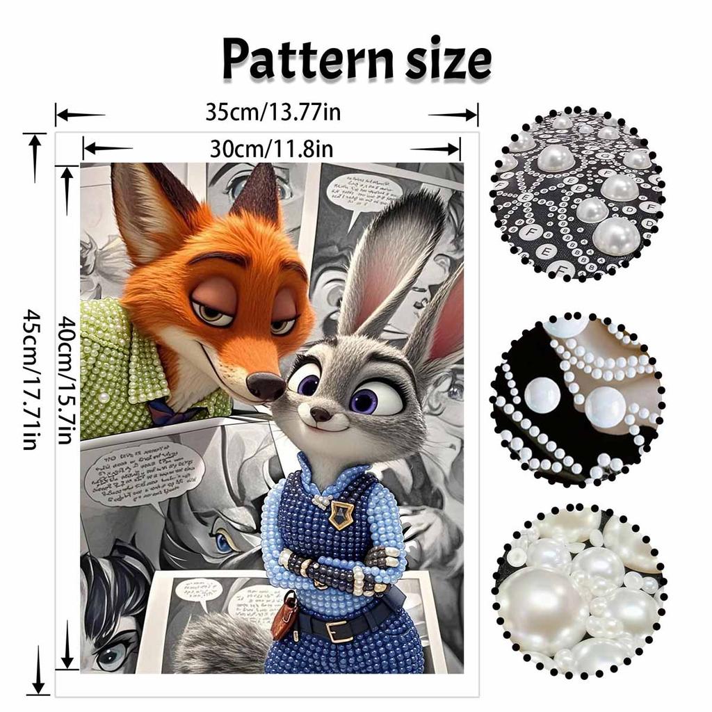 Disney Pearl Art DIY Nick  Judy Creative Pearl Style Artwork Pearl Gemstone Painting for Home Wall Decor Crafts