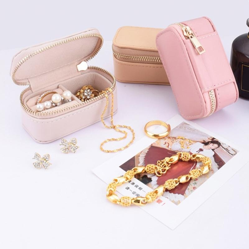 Portable Jewelry Storage Box Rings Earring Travel Case Elegant Organizer Women Necklace Storage Case Diaplay Gift Boxes
