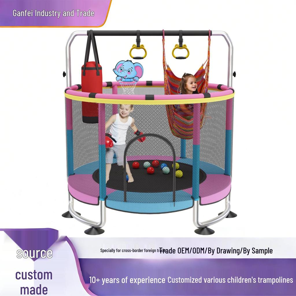 Children's Indoor Trampoline with Safety Fence for Ages 0-6
