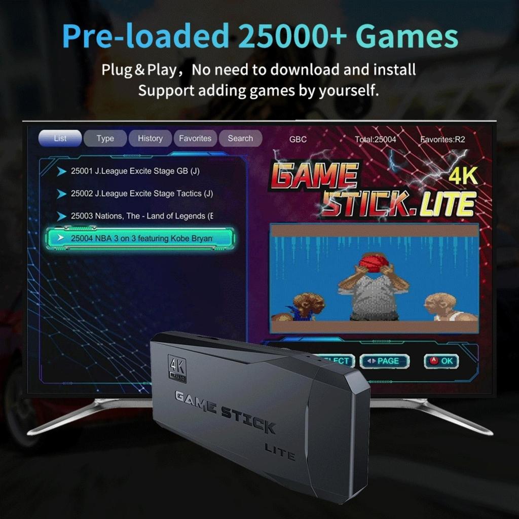 M8 Wireless Retro Game Console with 20,000 Built-in Classic Games, 4K HDMI TV Output, Dual 2.4G Wireless Controller, 64G Nostalgic Game Stick