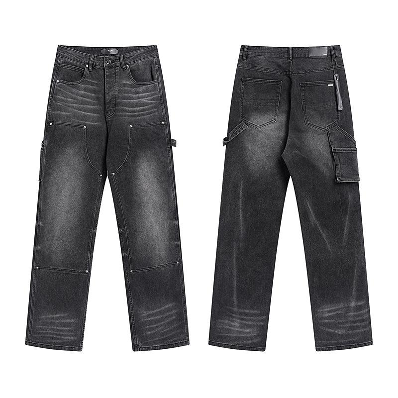 Purple Brand Ink Printing Meichao High Street Retro Ripped Casual Trend Denim Horn Pants Small Feet