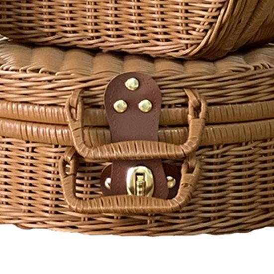 Rattan-Aufbewahrungsbox, verschleißfest, große Kapazität, Vintage, handgefertigt, Rattan, gewebt, multifunktionaler Aufbewahrungskoffer für Reisen