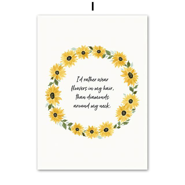 Field Girl Sunflower Tree Poster Flower Butterfly Print Canvas Painting Landscape Wall Art Pictures for Living Room Home Decor