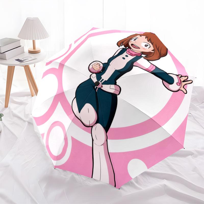 Ochaco Uraraka pattern, automatic folding umbrella, portable and foldable design, 8 ribs, a Christmas or birthday gift.