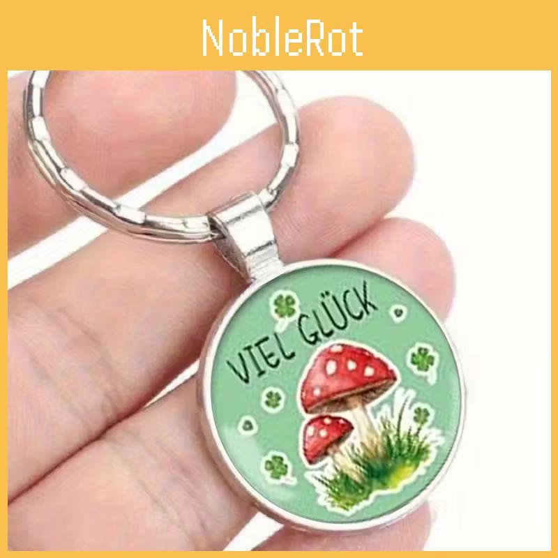 Four Leaf Clover And Mushroom Keychain Alloy Cute Gift For Couples And Friends