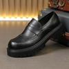 Vintage Brown Men's Brogue Leather Shoes Autumn Round Toe Platform Loafers Man Casual Formal Business Shoes mocasines hombre