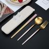 Portable Tableware Picnic Stainless Steel Cutlery Set Dinnerware Coffee Spoon Chopsticks with Box Kitchen Utensils for Children
