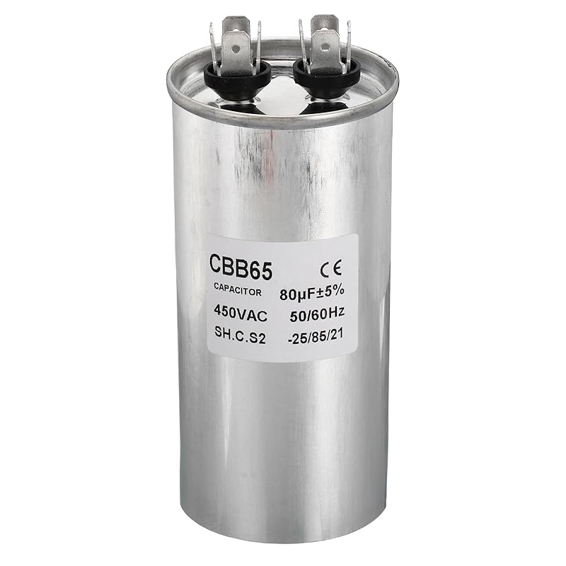 PATIKIL 8uF 8MDF 450VAC Fan Start Capacitor, CBB65 Circular Run Capacitor for Air Conditioner Cool Heat Pump Condenser Straight