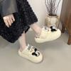 Cute Cartoon Mickey Non-slip and Versatile One-word Fluffy Slippers Women's 2025 Autumn and Winter New Thick-bottomed Warm Cotton Slippers