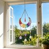 Colorful Crystal Suncatcher, Hanging Sun Catcher for Windows, Moon Shape Healing Crystal Decor for Home, Crystals Prism Rainbow Maker, Gift for