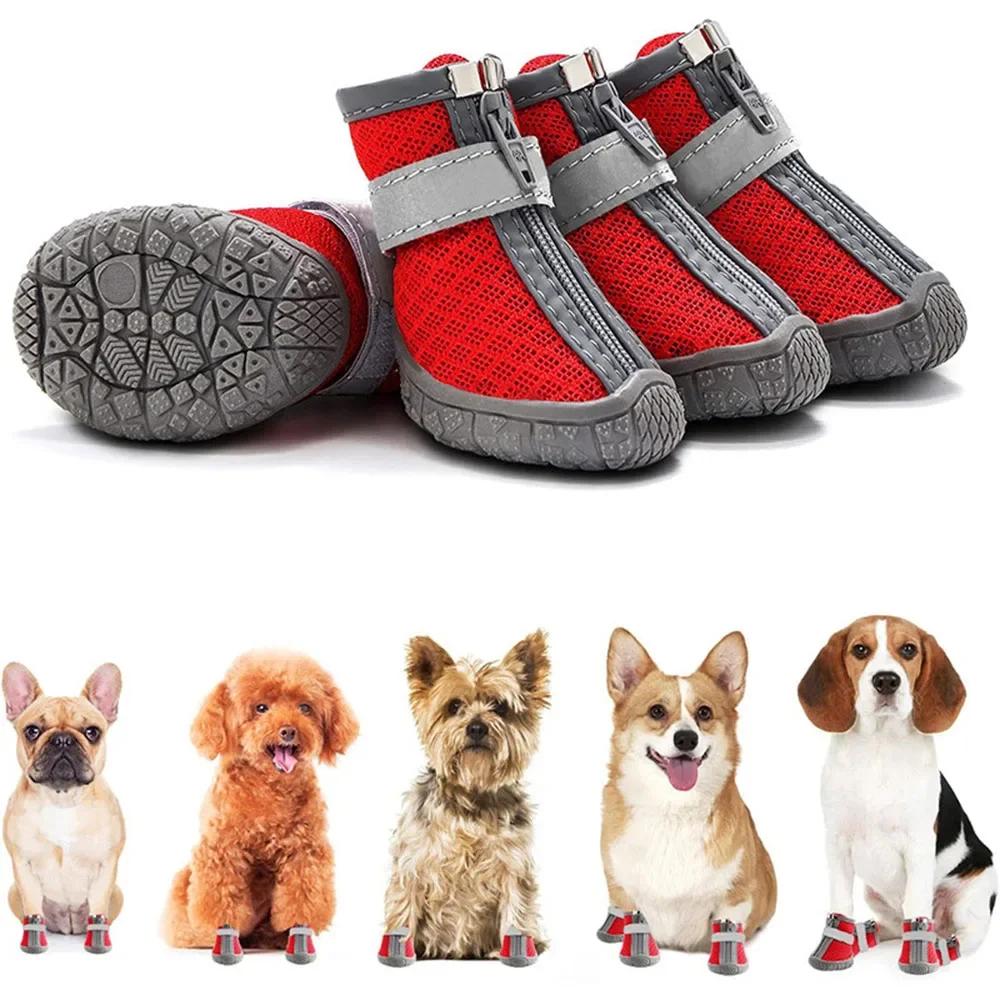 Pet Dog Shoes Lightweight Wear-resistant Breathable Fashion Dog Mesh Sneakers Puppy Boots Waterproof Footwear for Cat Reflective