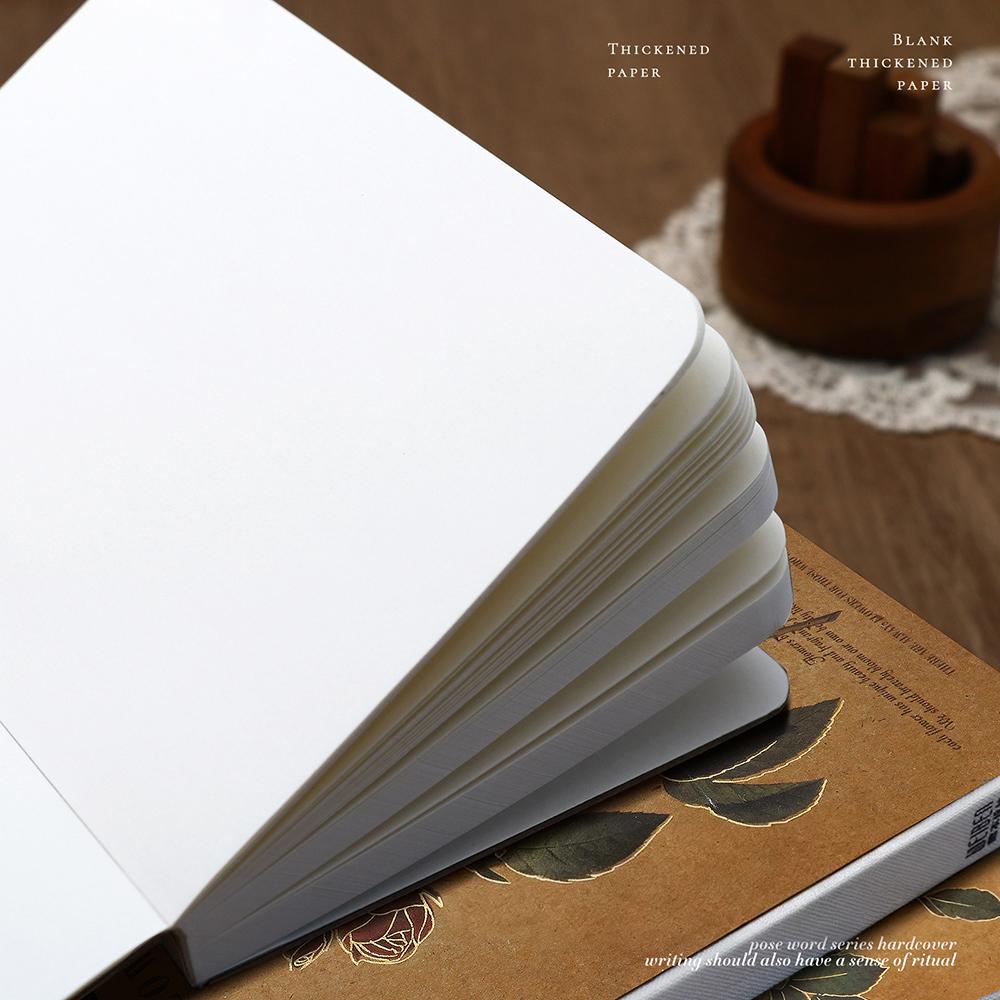 Vintage Rose A6 Artistic Booklet, 104 sheets Thickened high-value notebook with blank inner pages for drawing and note taking