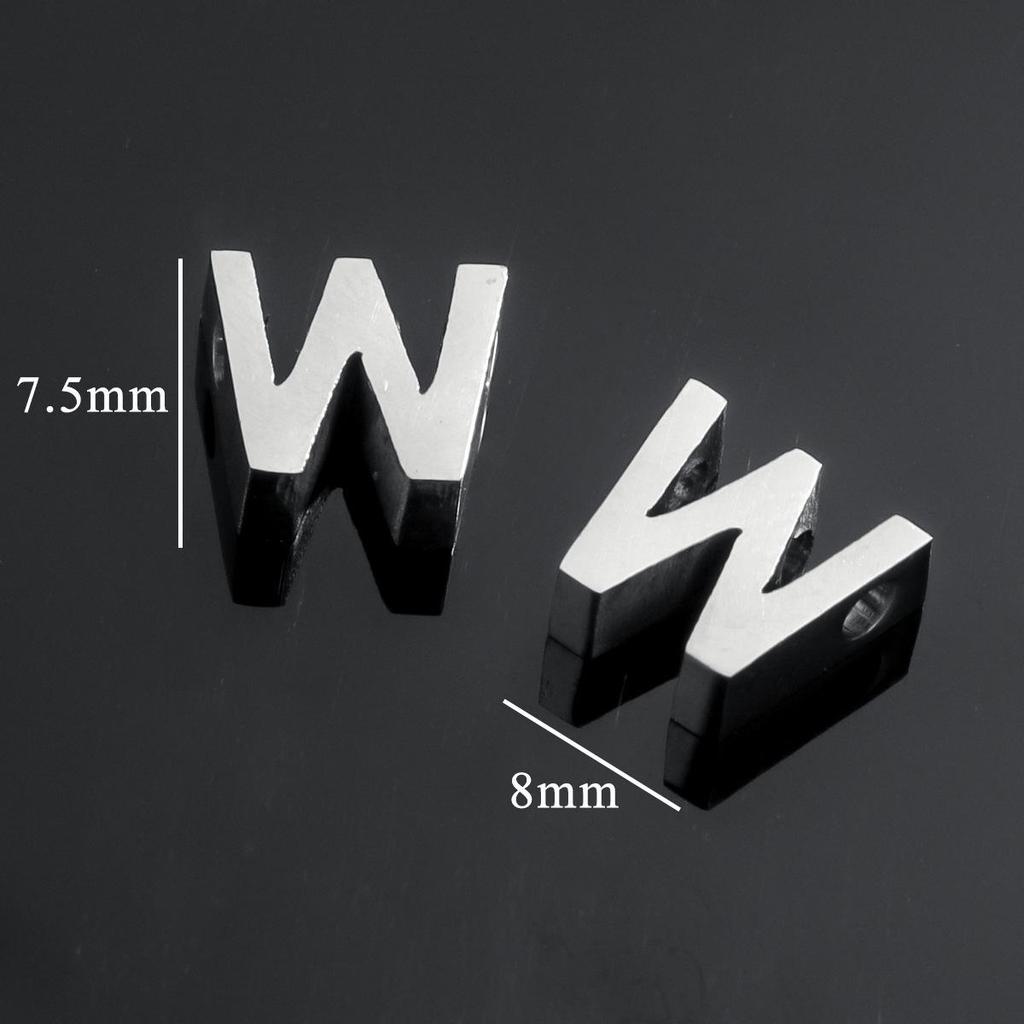DZ Stainless Steel 26 English 3D Letter Pendant Necklace - Handmade Niche Design