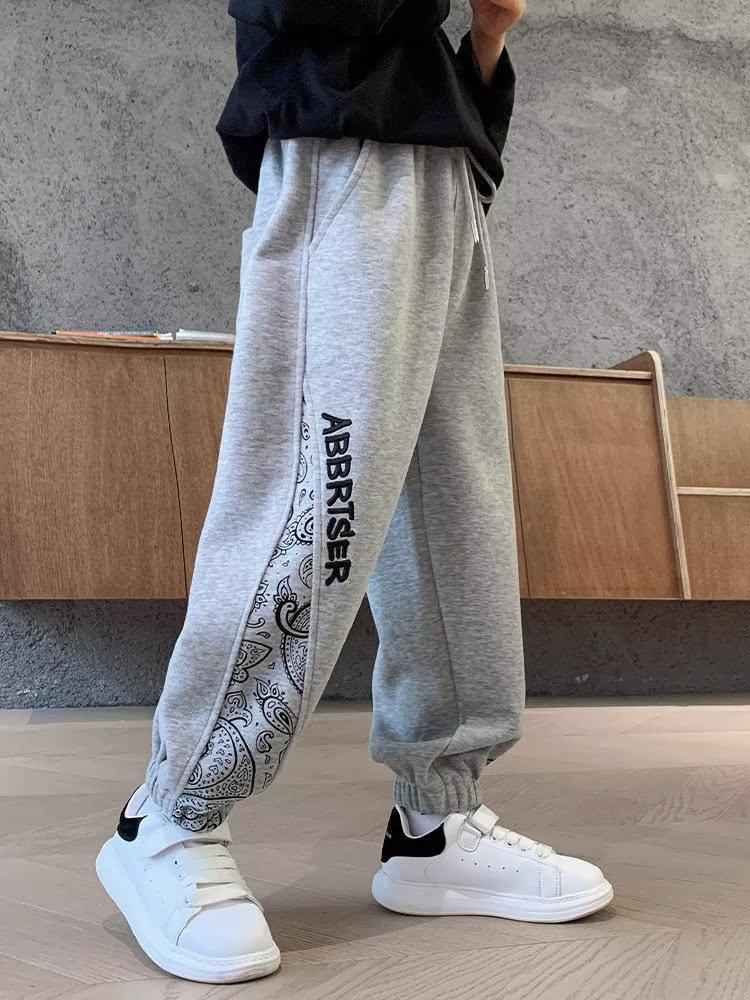 

Спортивные брюки для мальчиков осень 2024 года — стильные свободные спортивные брюки для детей среднего и большого размера 130cm