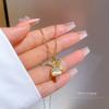 Light Luxury Full Diamond Micro-Inlaid Zir*****Pal Rabbit Necklace Copper Electroplated Real Gold Pendant
