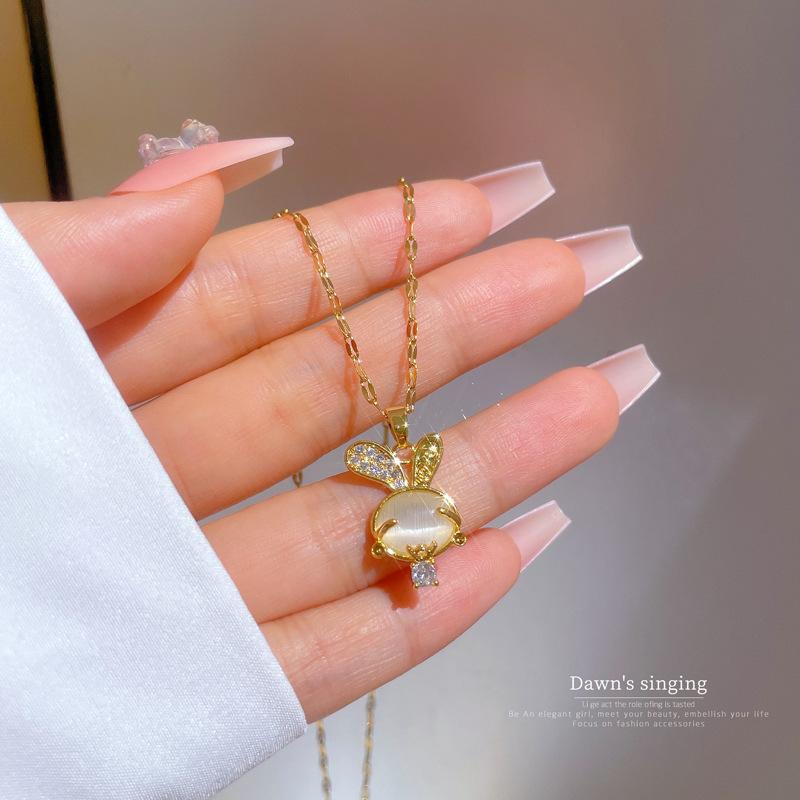 

Ожерелье с подвеской в ​​виде милого кролика из нержавеющей стали 316L для женщин, модное роскошное колье с кроликом и цирконием, женские ювелирные изделия, подарки