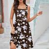 Women's Summer Casual Square Neck Dress With Pockets Cute Sleeveless High Waisted A-Line Vest Midi Dress