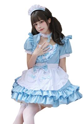 YAISHN Gothic Lolita Maid Available In 4 and with Bell Halloween Cute Lolita Short Bow and Performance Includes Socks Outfit, Popular, Colors Pink,
