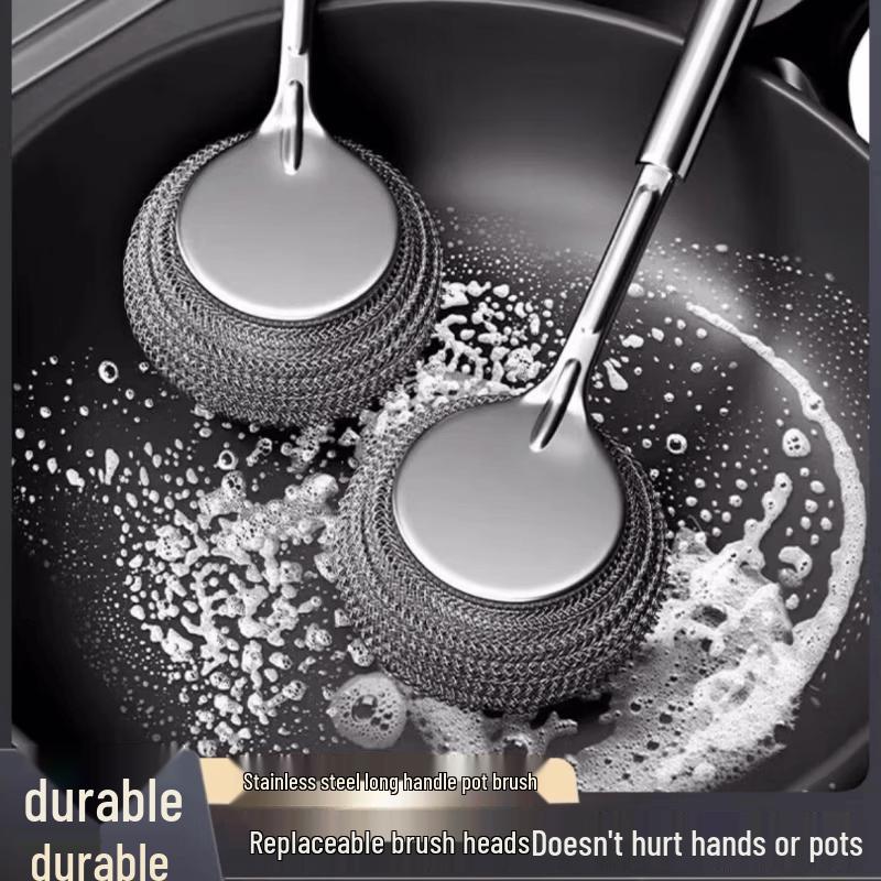 Long Handle Stainless Steel Pot Cleaning Brush