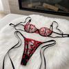 Embroidery Lace Underwear Set Suspender Lace Up Underpants Breathable Lace Bra with Panties  Home