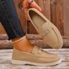 Women's Plus Size Low Top Slip on Retro Flat Shoes Spring Autumn New Metal Buckle Shoes