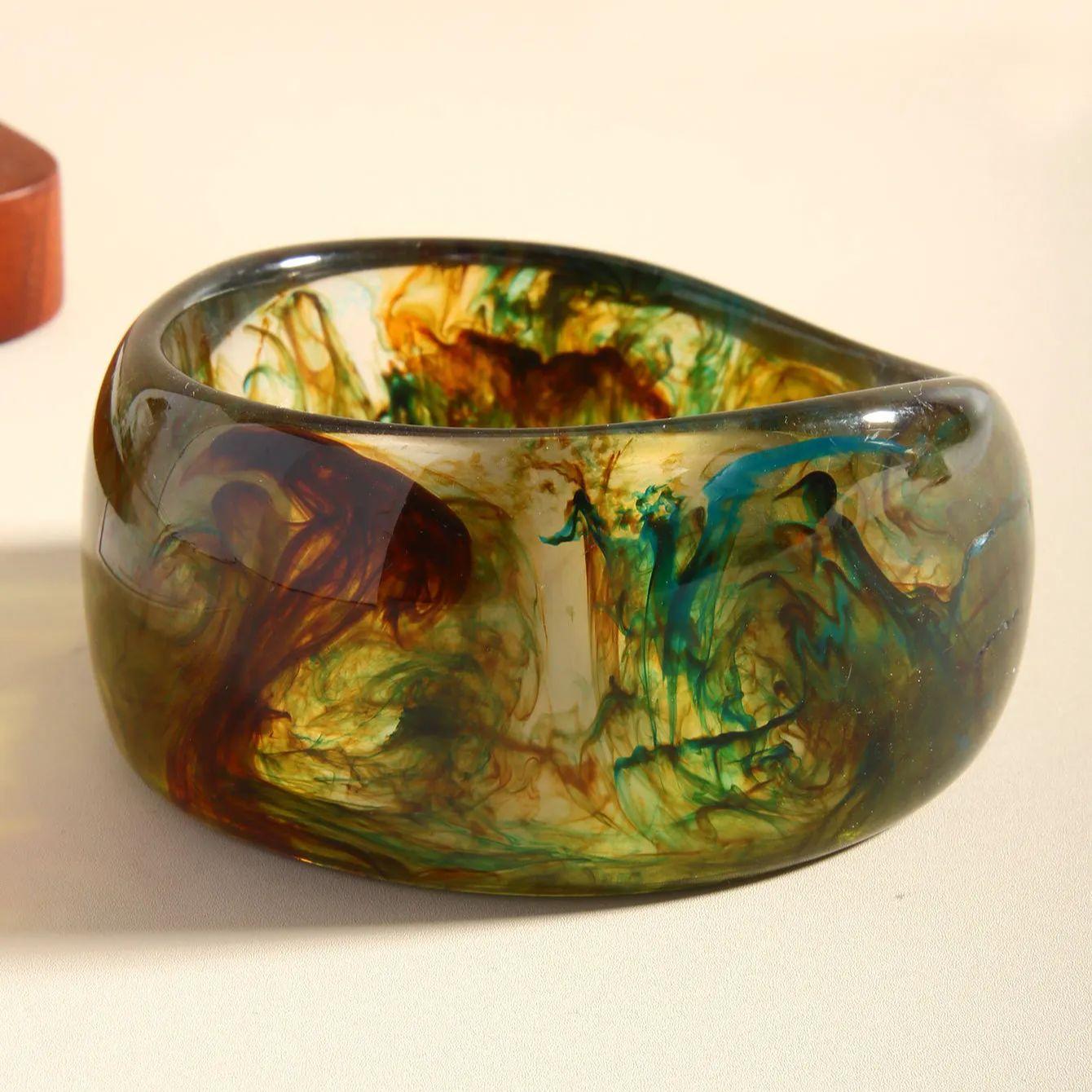 Exaggerate Geometric Acrylic Resin Bangle for Women Personality Simple Wide Bracelets Party Fashion Jewelry Gifts