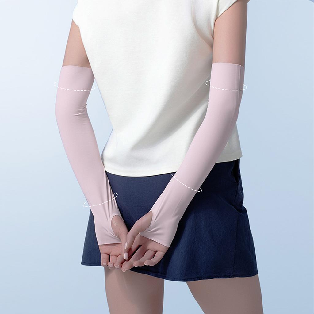 Arm Sleeves with Thumb Hole Sunscreen and Cooling for Women Men Summer Cycling Traveling Fishing Pink