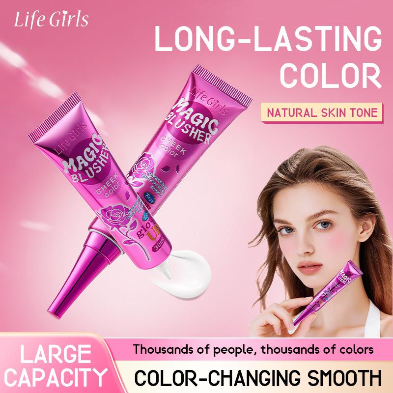 Life Girls Magic Color Changing Blush – Temperature-Sensitive Thermochromic Formula, Natural Matte Finish, Nude Look rose red