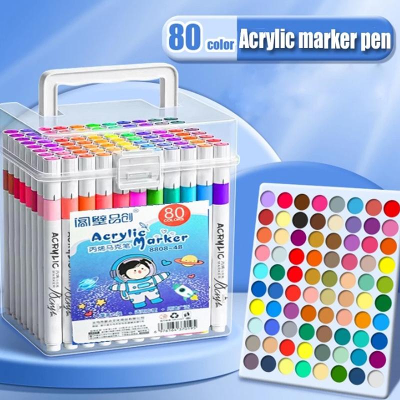 Fine-Point Acrylic Marker For Students Water-Based Ink Washable Colored Pen With Barreled